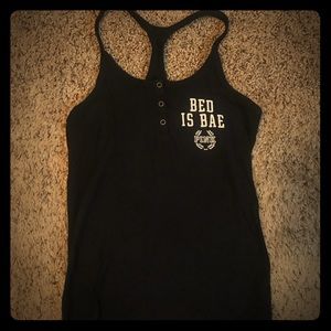 VS PINK “bed is bae” black sleep top - size xs